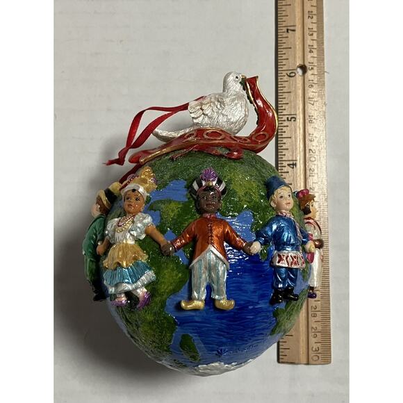 Vtg Y2K Collectible Christopher Radko Glass Ornament 5.5” United for Peace READ - Picture 5 of 10
